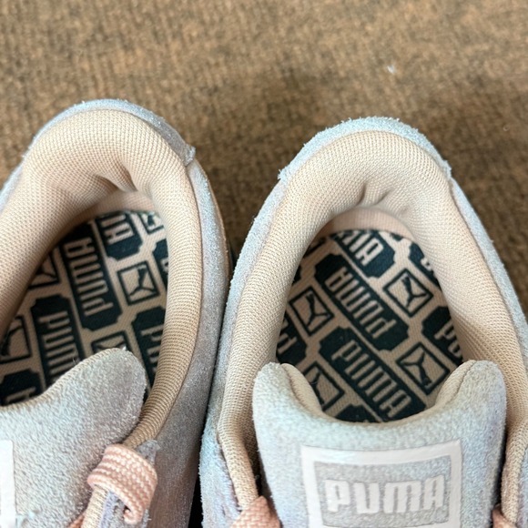 Amazon.com | PUMA Women Puma Suede Platform Mens 9 Peach Pink rose Black Sole Sneakers 366491-01 clean